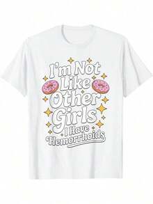Camiseta de humor inapropiado para adultos con hemorroides - Blanco - Ver 1