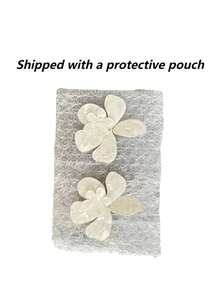 1 Pair Fashionable Exaggerated Resin Flower Earrings, Suitable For Daily, Travel, Party, And Banquet Wear, Comes With Protective Pouch - White - View 8