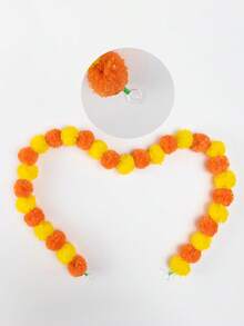 5Pcs 4.92 Feet 150cm Long Strands Artificial Marigold Flowers Garland Orange And Yellow Marigold Artificial Flower For Diwali Decor, Traditional Decor, Marigold Garland For Decoration, Diwali Decorations For Home, Christmas Decor, Halloween Decor