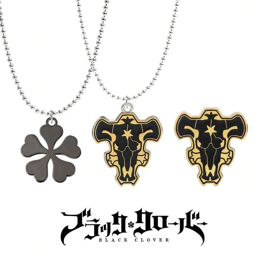 1 件动漫黑色四叶草珐琅别针胸针 Asta 黑色公牛金属徽章胸针 男女翻领别针珠宝礼物 - 彩色 - 查看 1