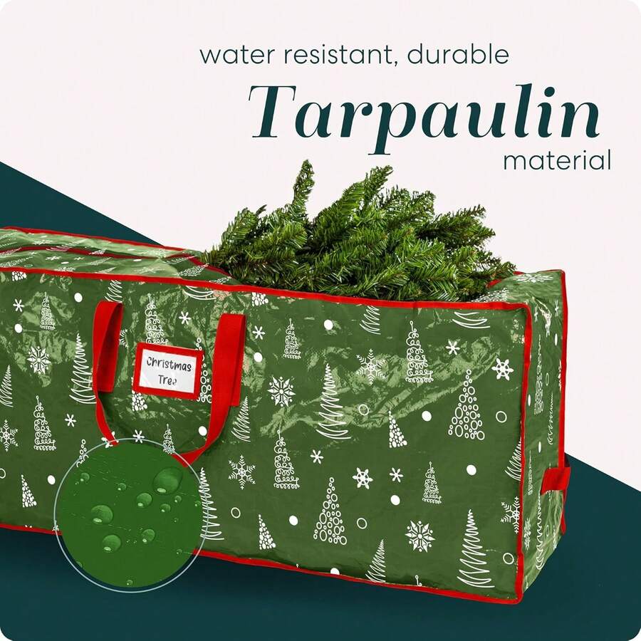 Bolsa Almacenamiento Árbol Navidad 9Pies Impermeable Con Asas - Patrón verde - Ver 1