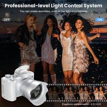 Cámara digital CAMKORY 8K - Cámara de vlogging de 88MP con enfoque automático y WiFi, lente dual, zoom digital 16X, con parasol, flash, pantalla táctil y tarjeta TF de 64GB