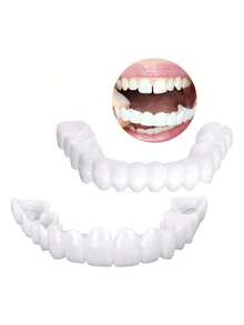 Prótesis dentales temporales Carillas ultrafinas: fórmula de resina autoadhesiva para una sonrisa brillante al instante. Se adapta sin esfuerzo a las bocas sensibles de adolescentes y adultos. Adecuadas para prótesis dentales, dientes temporales, fundas dentales, prótesis dentales para mujeres y dientes. Las prótesis dentales Smile ayudan a ocultar los dientes desalineados, descoloridos, faltantes o astillados. Cómodas de llevar en cualquier ocasión. Aumentan al instante su confianza con una sonrisa radiante. Prótesis dentales con adhesivo termofusible. - Blanco - Ver 4