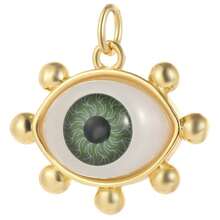 1pc Handmade Copper Eye Pendant, Personalized, DIY Necklace, Bracelet, Keychain Jewelry Pendant, Suitable For Thanksgiving Wear Or Gift - Gold - View 4