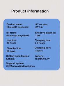 AKKHOO 10-Inch Ultra-Thin Wireless Keyboard, Rechargeable & Silent, For Tablet/Laptop, IPad Mini Keyboard