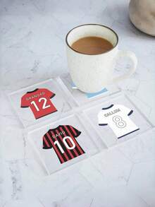 1pc Personalised Football Shirt Coaster, Football Gifts, Daddy Coaster, Father's Day Gifts, Daddy Grandad Gifts, Sport Gifts - Multicolor - View 3