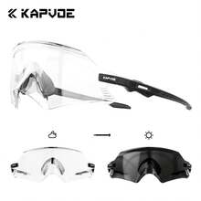 KAPVOE Photochromic Frameless Integrated Cycling Glasses Night Riding Glasses Men Bike Racing Sports Equipment Women Outdoor Running MTB Bicycle Cycling Mask Golf Baseball Camping Fishing Travel Accessories - 彩色 - 查看 16