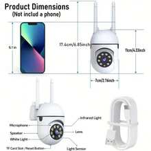 Cámara de inalámbrica WiFi 1080P, alimentada por USB para interiores/exteriores, visión nocturna a color 24/7, detección de movimiento y alerta de presencia humana, audio bidireccional, rotación PTZ, WiFi 2.4G, fácil instalación, diseño compacto, lente de alta calidad, rendimiento confiable, ideal para pequeños negocios, monitoreo discreto, propietarios de mascotas