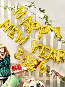 16 件/套 - 16 英寸 2026 新年快乐铝箔气球套装，16 英寸金色、玫瑰金色、银色、黑色 2026 新年快乐铝箔气球，适用于新年主题、圣诞主题派对装饰、新年前夜、室内和室外装饰、家居装饰、商场庆祝、节日派对用品，2026 新年快乐气球套装 - 彩色 - 查看 3