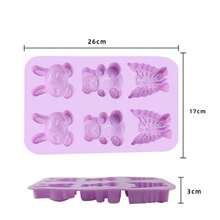 Customized Baking Tools 6-Piece Animal-Shaped Pudding & Jelly Mold DIY Handmade Soap Mold Ice Mold Silicone Cake Mold