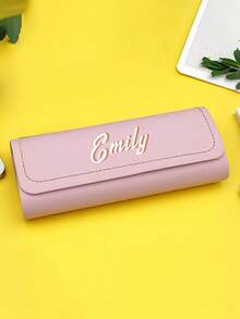 1pc Customized Glasses Case - Personalized Name Engraved, Pu Material Glasses Storage Box, Elegant Cursive Script, 3 Colors (Pink/White/Black), Durable Scratch-Resistant Material, Pressure-Proof Portable Design For Oversized Frames - Unisex Gift For Women & Men, Sports, Daily Use