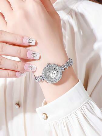 Fashionable Luxury Women's Watch With Rhinestone Inlaid, Exquisite Quartz Watch For Women, Elegant For Party