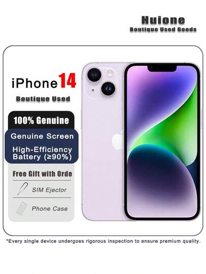  二手 Apple iPhone 14 紫色 128GB 优质二手 Apple iPhone - 游戏就绪，双 SIM 卡 5G，95% 新，原装屏幕和高效电池（≥90%）