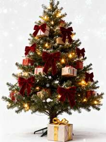 5/10 szt. kokardki świąteczne, aksamitna kokarda na choinkę - świąteczne kokardy wstążkowe, odpowiednie do wieńców świątecznych, dekoracji świątecznych, artykułów na świąteczne przyjęcia, artykułów do pakowania prezentów, wstążek do pakowania prezentów świątecznych, ozdób choinkowych