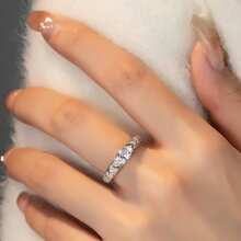 1 pieza Anillo de diseño de ojal elegante de plata de ley S925 con piedra de circonita brillante, joyería de alta calidad para mujeres, regalo exquisito para seres queridos