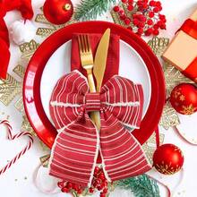 Christmas Wired Ribbon 30 Yards - 2.5 Inch Candy Cane Striped Burlap Ribbon For Wreaths, Gift Wrapping And Tree Decorations - Red and White - View 7