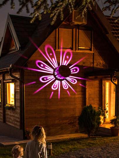 4个/2个太阳能户外壁灯 + 黑色外壳 + RGB变色围栏灯/太阳能防水装饰壁灯/氛围投影灯 + 适用于花园、庭院、草坪、街道、广场、车库、小路 + 是户外夜间装饰和景观照明的理想选择