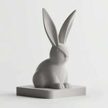 ORIZZONTE Modern Easter Decoration – Minimalist Bunny With Or Without Base – Spring Sculpture For Home, Table Or Desk – Festive Gift Idea – Available In 2 Variations – 100% Made In Italy, Shipping From Italy - Grey - View 4