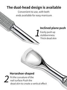Empujador de cutículas oblicuo de doble cabeza de acero inoxidable de alta calidad, mango mate antideslizante, herramienta de manicura para limpieza de uñas y cuidado de cutículas