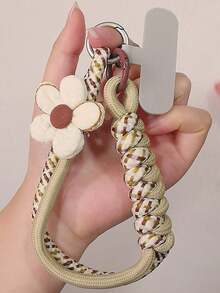 Cordón para teléfono con diseño floral, cuerda trenzada corta para muñeca, durable y adecuado para exteriores, viajes y senderismo en verano