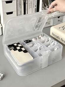 耐用的PP材质带盖电缆管理盒，适用于桌面抽屉耳机线整理，适用于家庭和办公室 - 彩色 - 查看 8