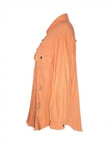 Women's Ripped Distressed Denim Jacket Long Sleeve Button Down Boyfriend Jean Coat Trucker Jacket - Orange - View 5