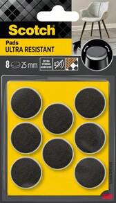 Almofadas de feltro Scotch Ultra-Strong SP87A35, adesivo, cinza/adesivo, branco, Ø 25 mm, 8 unidades - Amarelo - Ver 2