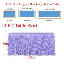 4 pies/6 pies/8 pies/9 pies/14 pies Faldas de mesa de organza, faldas de mesa rizada, faldas de mesa de sauce llorón, adecuadas para mesas de comedor rectangulares o redondas, para duchas nupciales, cumpleaños, fiestas de boda, banquetes, faldas de mesa para pasteles, decoración del hogar. - Multicolor - Ver 5