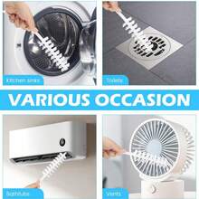 Set de 3/6 cepillos para lavadora, cepillos de limpieza reutilizables con mango largo y cerdas anguladas, herramienta de limpieza de material plástico para el tambor y las grietas de la lavadora del hogar