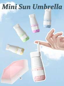 Mini Folding Umbrella, Waterproof Portable Travel Umbrella, Women's Sun Protection UV Blocking Umbrella, Dual Use Sunshade And Rainproof, 5-Fold Ultra-Light Compact, Mini Travel Umbrella, Windproof Sun Protection, 99% UV Protection, Unisex - Multicolor - View 1