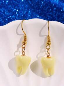 1 Pair Fashionable, Exquisite, Versatile, Unique, Creative, Niche, Gothic, Quirky Teeth Design Earrings For Women, Suitable For Daily Wear, Parties, Commute, Holidays, Vacations