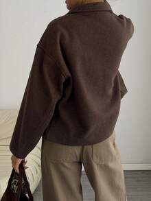 Women's Elegant Minimalist Vintage Suede Jacket, Suitable For Daily Commute