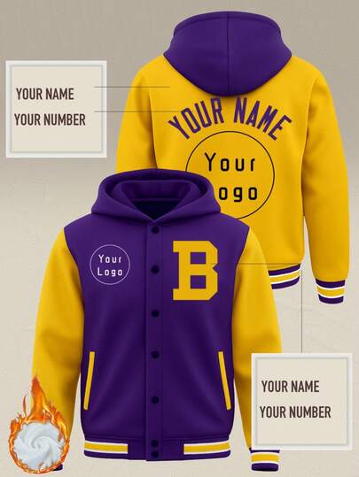 Veste de baseball personnalisée pour hommes, vestes de sport avec chapeau, nom imprimé, numéro, logo personnalisé. Convient pour le printemps et l'automne