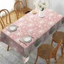 1 pièce/10 pièces Nappe de décoration de Noël rose avec sapin de Noël et flocons de neige, convient pour le dîner et le pique-nique, imperméable et facile à nettoyer pour table à manger, fête, décoration maison, adaptée pour table à manger, bar, table basse, pique-nique extérieur, terrasse de restaurant, décoration de fête, cadeau pour les vacances, utilisation intérieure et extérieure, disponible en plusieurs tailles