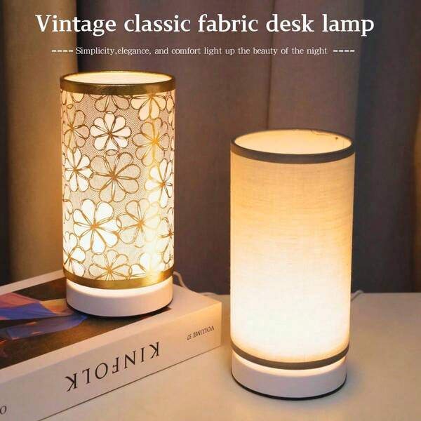 1 pièce Lampe cylindrique en tissu rétro classique, lumière chaude alimentée par USB, convient pour la chambre à coucher, la table de chevet, la salle à manger, le salon et l'éclairage de la maison ainsi que la décoration