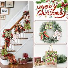 Christmas Wired Ribbon 30 Yards - 2.5 Inch Candy Cane Striped Burlap Ribbon For Wreaths, Gift Wrapping And Tree Decorations - Verde y blanco - Ver 6