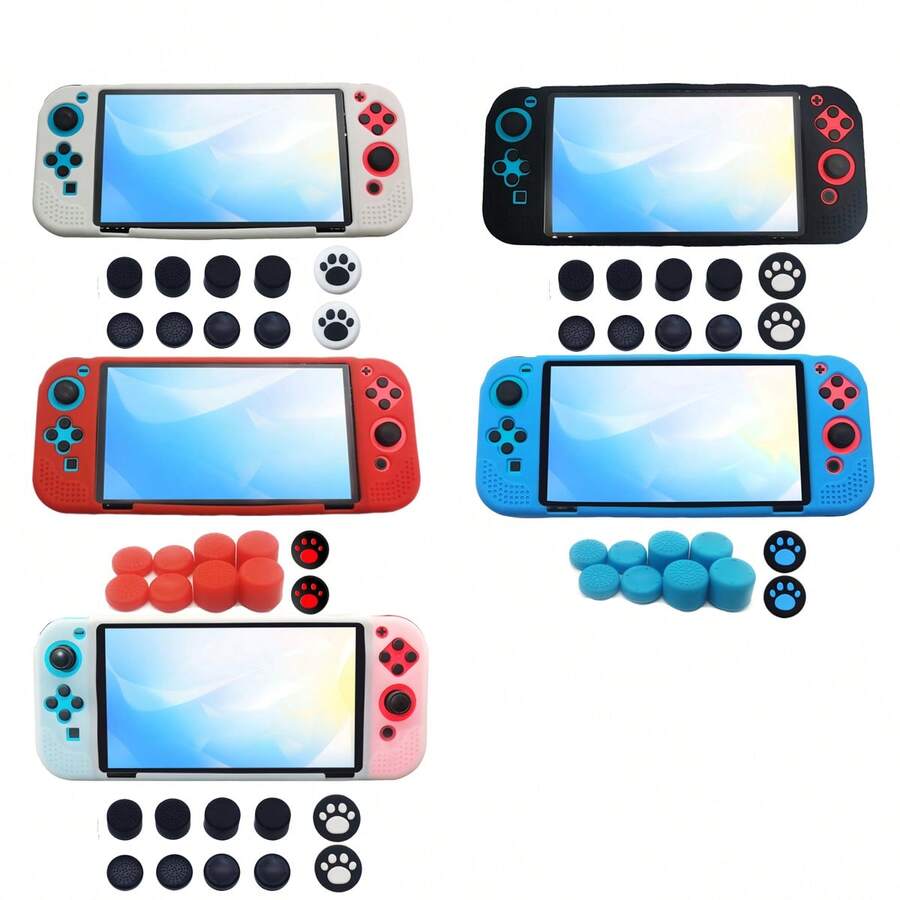 1 Set: 1pc Silicone Protective Case + 10pcs Joystick Cap For Nintendo Switch OLED, Anti-Drop, Anti-Dust, Anti-Scratch, Enhanced Gameplay Experience - Multicolor - View 1