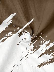 Men's Printed Crew Neck Short Sleeve T-Shirt And Pants Set - Brown - View 5