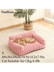 1 pieza Cama de sofá de peluche grande y gruesa SUNFIONA, mueble interior cómodo para gatos, adecuado para gatos pequeños y medianos