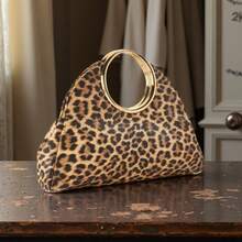 Fashionable Leopard Print Hand-Held Dinner Bag, Chain Crossbody Bag Large Capacity Leopard Print Fashionable Flap Handbag For Ladies' Daily Commute Or Dating For Party,Wedding, Prom, Dinner/Banquet, Matching With Wedding Dresses,Formal Dresses, Prom Dresses, Birthday Dresses, Cheetah Print Bag For Women Leopard Comeback - Yellow - View 3