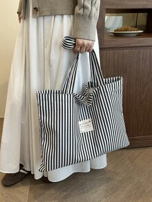 Modische, lässige gestreifte Dekor Damen Schultertasche mit großer Kapazität, perfekt für Hochschulabsolventen & Büromitarbeiter, geeignet für Büro, Universität, Arbeit, Geschäft, Pendeln, Outdoor, Reisen