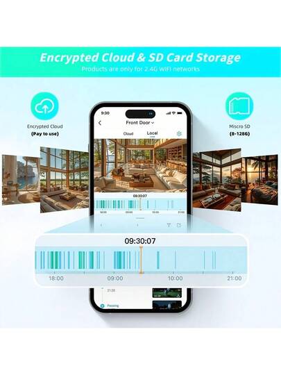 FHD 2MP Wireless Verlichting Bulb Security Camera, Work 2, 4ghz WiFi, Motion Auto Tracking, Way Audio, Spotlight Night Vision, E27 Screw In CCTV Camera view 2