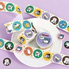 Pegatinas decorativas de estilo coreano lindo, pegatinas de planificador básicas de colores vibrantes con dibujos a mano de dibujos animados, adecuadas para diarios, planificadores, scrapbooking