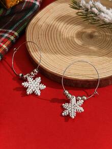 1 Pair Snowflake Shaped Hoop Earrings, Suitable For Women's Daily Wear