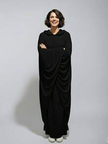 HALLOWEEN Túnica con Capucha para Mujer Capa de Bruja Accesorio de Disfraz de Disfraz Cosplay Festividad Noviembre Dia de Muertos Disfraces Fiesta Nocturna - Negro - Ver 2
