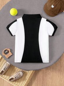 男童撞色刺绣短袖Polo衫，休闲夏季款