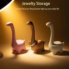 1PC Cute Dinosaur Ring Holder - Plastic Jewelry Storage For Earrings, Rings And Accessories, Multifunctional Desktop Decoration For Valentine's Day, Birthday, Anniversary - No Power Required, Romantic Gift For Women, Dinosaur Room Decor, Jewelry Tower