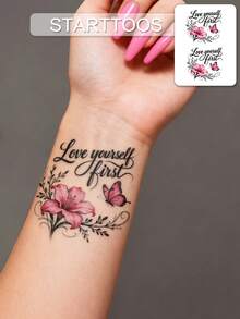 STARTTOOS Minimalist Tattoo Stickers / Delicate Butterfly & Floral Pattern Y2K Finger Tattoo Stickers, Suitable For Wrist, Ankle, Shoulder, Neck, Collarbone And Other Small Body Parts, DIY Carnival, Valentine's Day, Party Holiday Gift - Multicolor - View 1