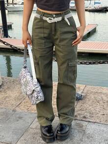 Women's Elastic Waist Casual Cargo Jeans Suitable For Travel