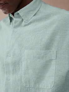 Áo sơ mi nam phong cách cổ điển FEIAO, toát lên vẻ sang trọng xưa cũ, chất liệu cotton nguyên chất cổ điển với cảm giác mềm mại như vải lanh, áo sơ mi dài tay cài cúc màu trơn, thoải mái và thân thiện với da, thanh lịch và đa năng, phù hợp cho mọi mùa. - xanh xám - Xem 4